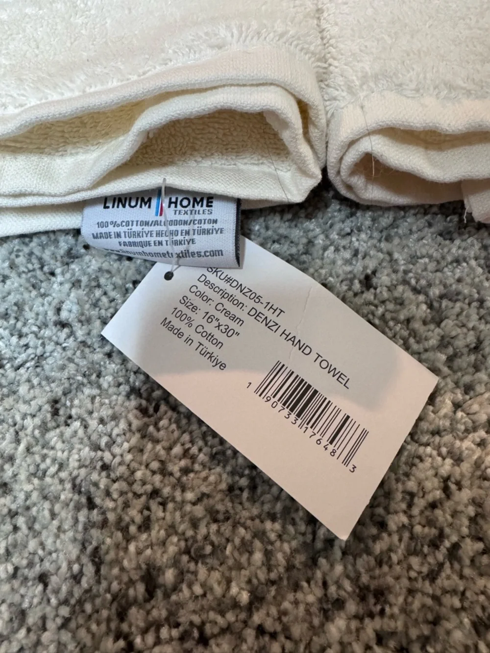 Linum Home Textiles Embroidered Bird Hand Towels, Cream 100% Cotton 2pc 16x30